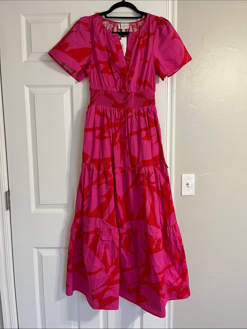 Sugarlips Jolene Abstract Palmer Poplin Tiered Maxi Dress - Picture 3 of 9